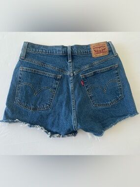 Levi's Dark Blue Denim Frayed Cutoff Shorts Sz 28